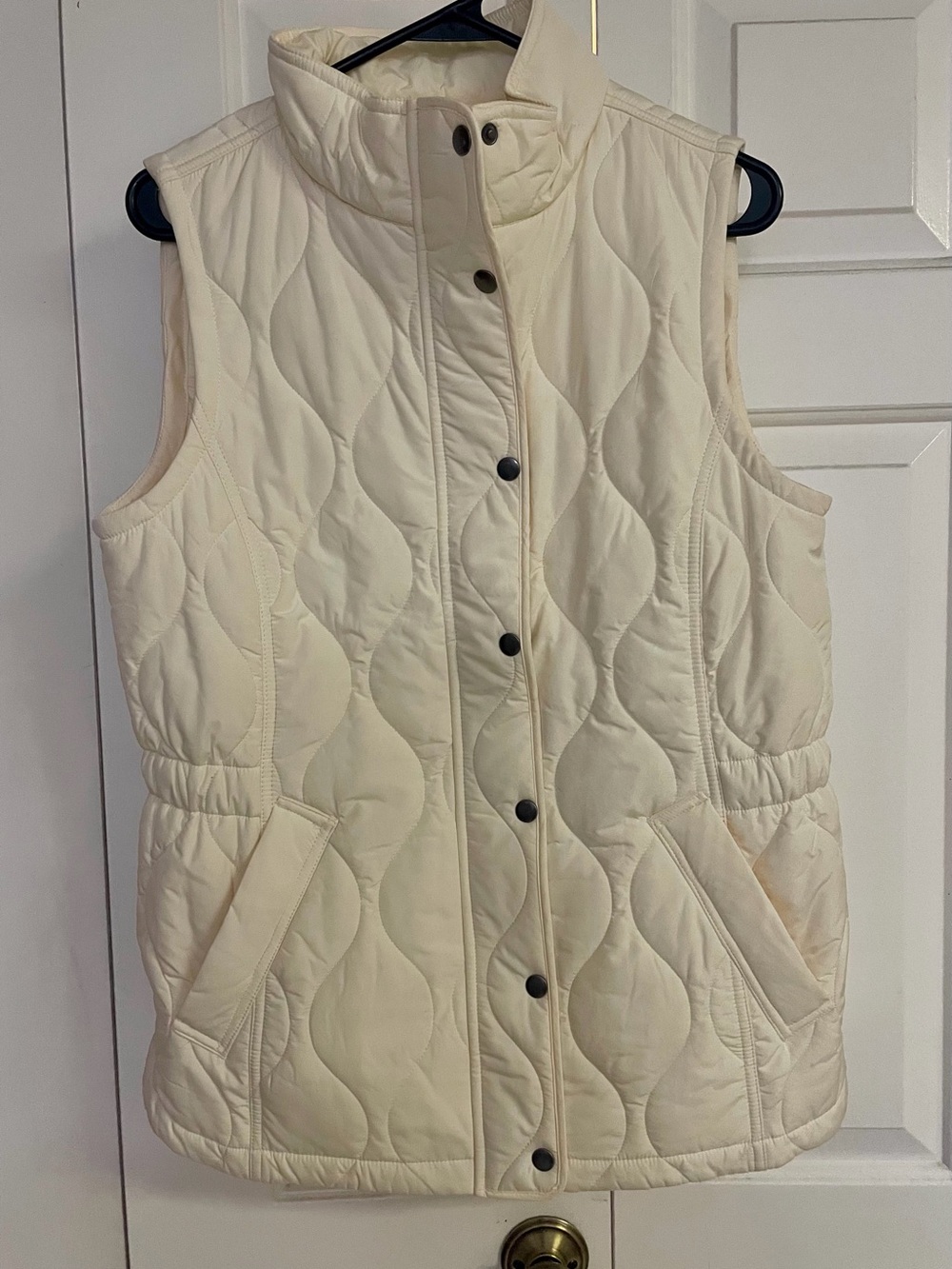Women’s Quilted Puffer Vest - Cream Talbots Petite Medium